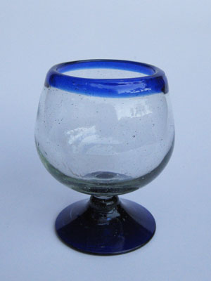 Borde Azul Cobalto / Juego de 6 copas para cognac grandes con borde azul cobalto / Un toque moderno para una de las bebidas más finas. Éstas copas tipo globo son la versión contemporánea de un 'snifter' clásico.